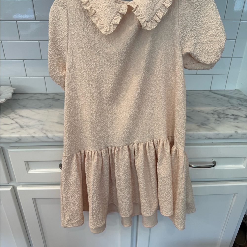 Adorable Cream Textured Kids Dress